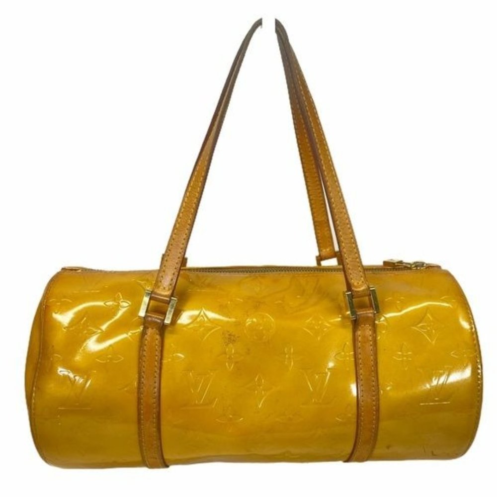 Authentic Louis Vuitton Satchel Bag Bedford Yellow Vernis Used LV Handbag